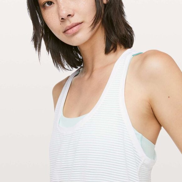 Lululemon All Love Tank Tank Striped Mesh White 3054 - Picture 2 of 9